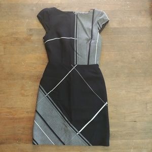 Karen Millen Size 6 Check Print Black & Gray Dress